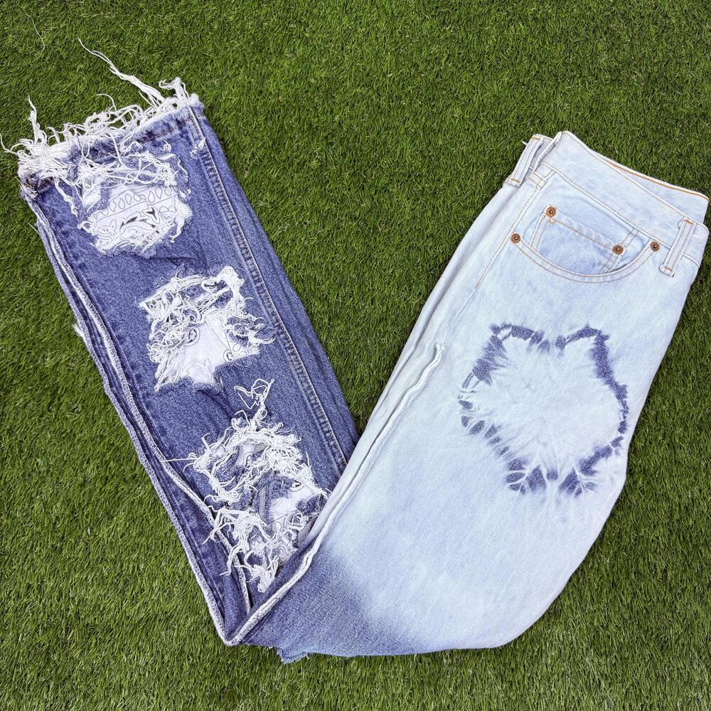 Tie-Dye and Distressed Denim Jeans